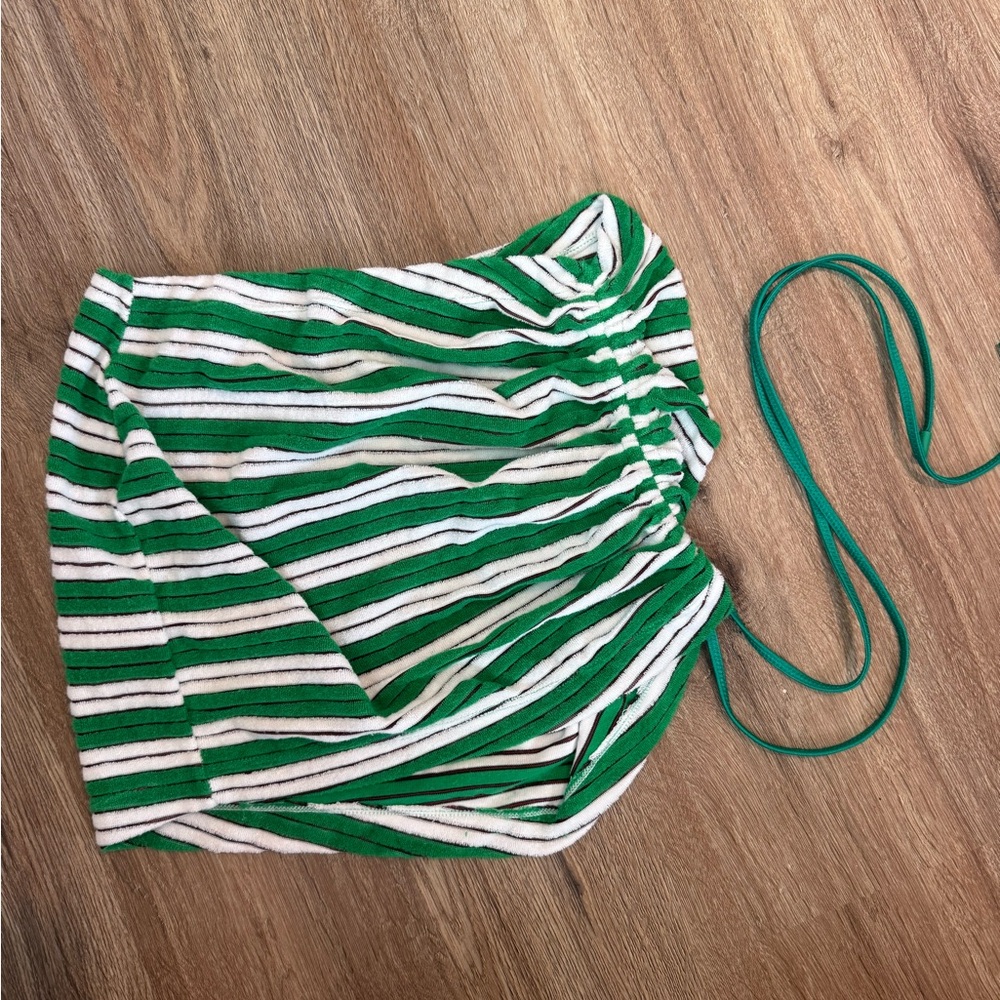 Triangl Green and White Striped Skirt